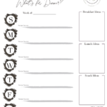 Meal Plan Weekly Template